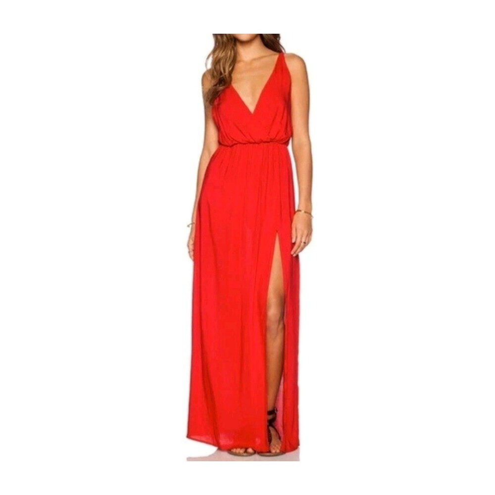 Blue Life Red Maxi Dress V-Neck Slit Babydoll S Vamp Whimsygoth Romantic Fairy